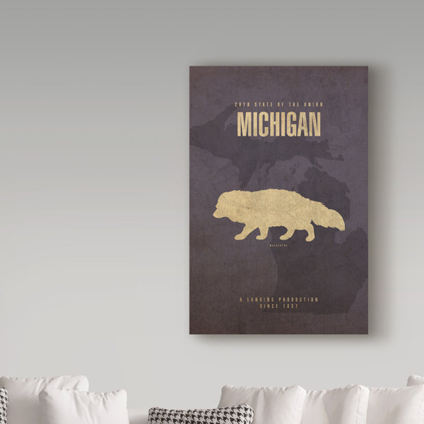 Wrought Studio State Animal Michigan On Canvas by Red Atlas Designs